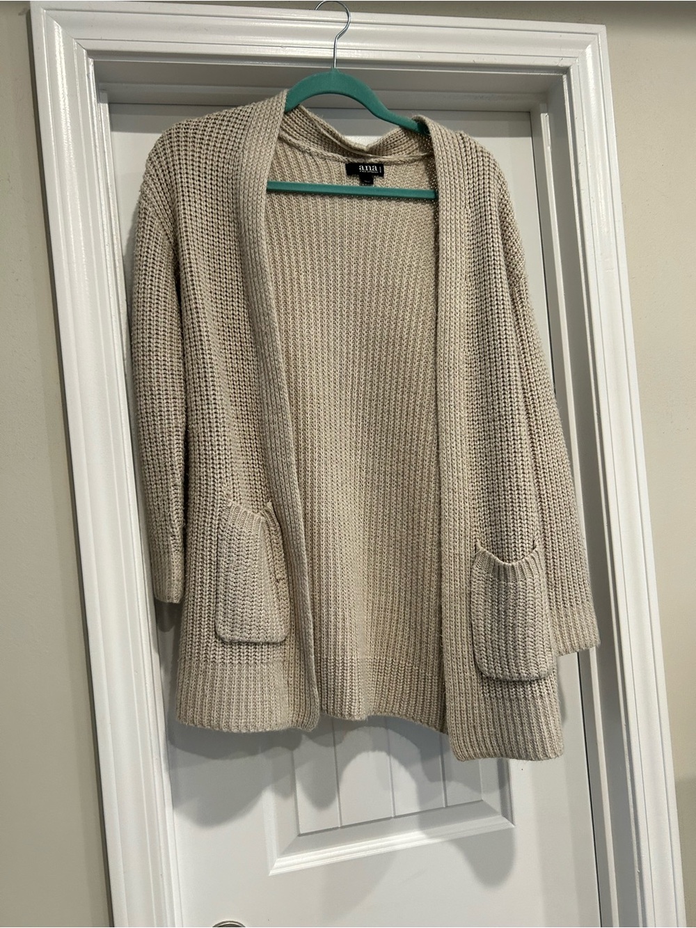 a.n.a Cream Open-Front Chunky Knit Cardigan